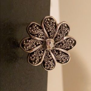 Lois Hill 925 Sterling Silver Scroll Flower Ring